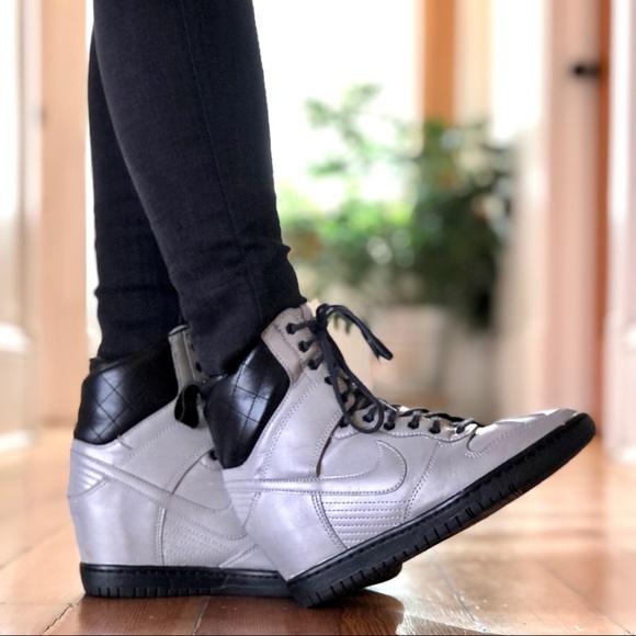 💥NIKE DUNK Sky Hi Wedge Silver Reflective Boots - Picture 11 of 11
